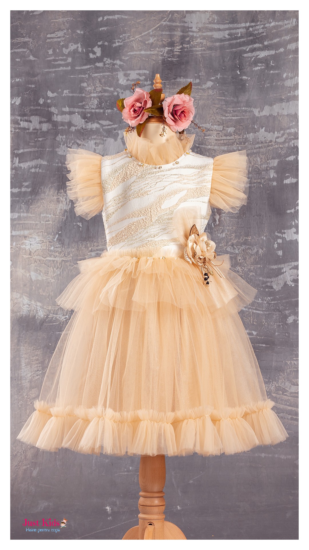 Rochie eleganta de tul, Aurie, 6-12