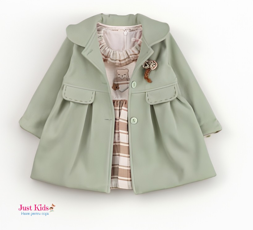 Palton fete, verde, 9-24 luni
