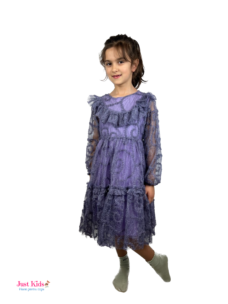 Rochie din dantela fină, Mov, 6-9 ani