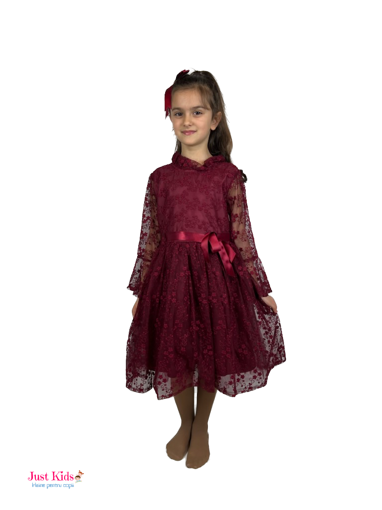 Rochie de Vis cu Dantelă și Accesorii Chic, Roșu, 6-12 ani