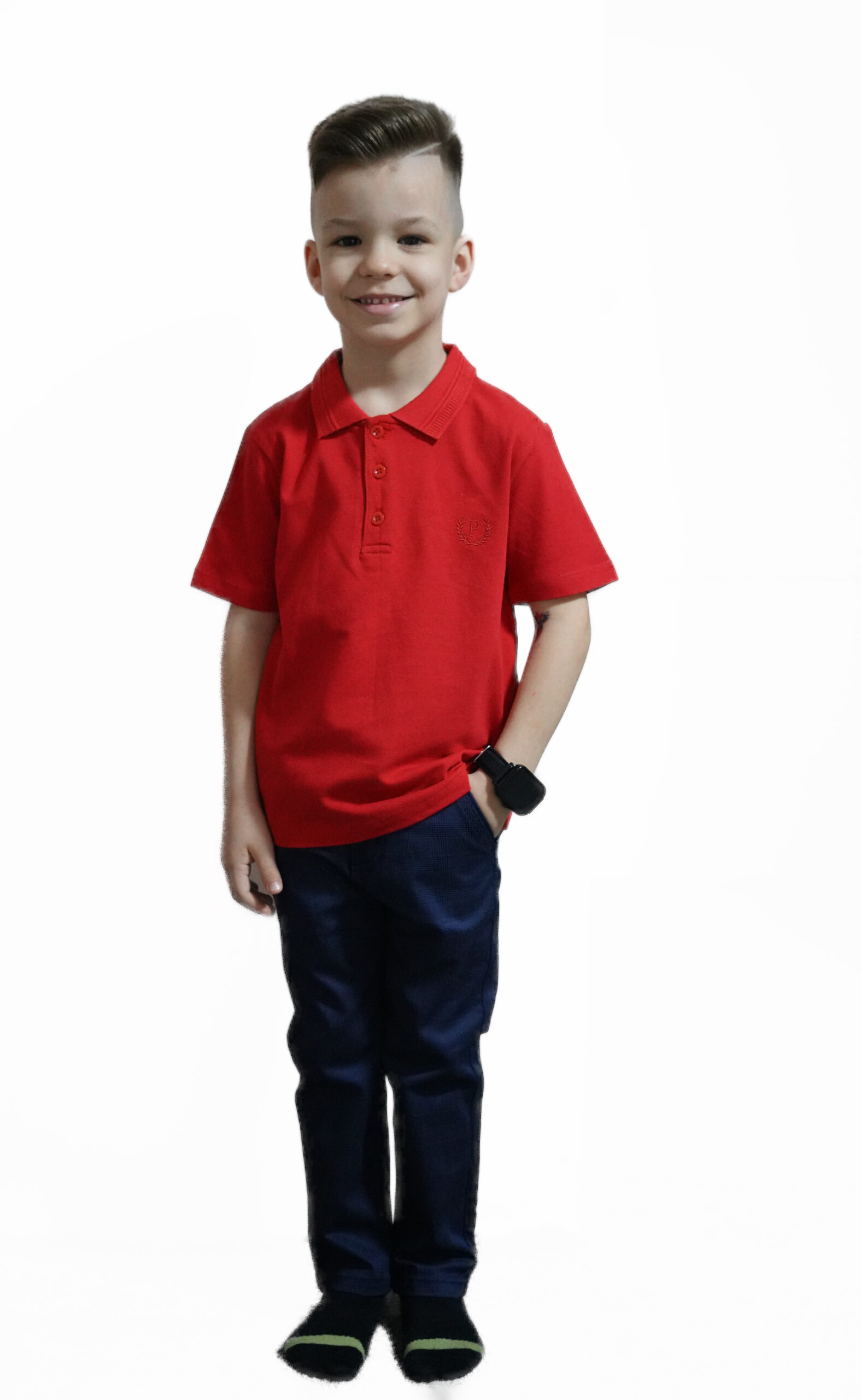 Tricou polo băieți, roșu, 6-13 ani