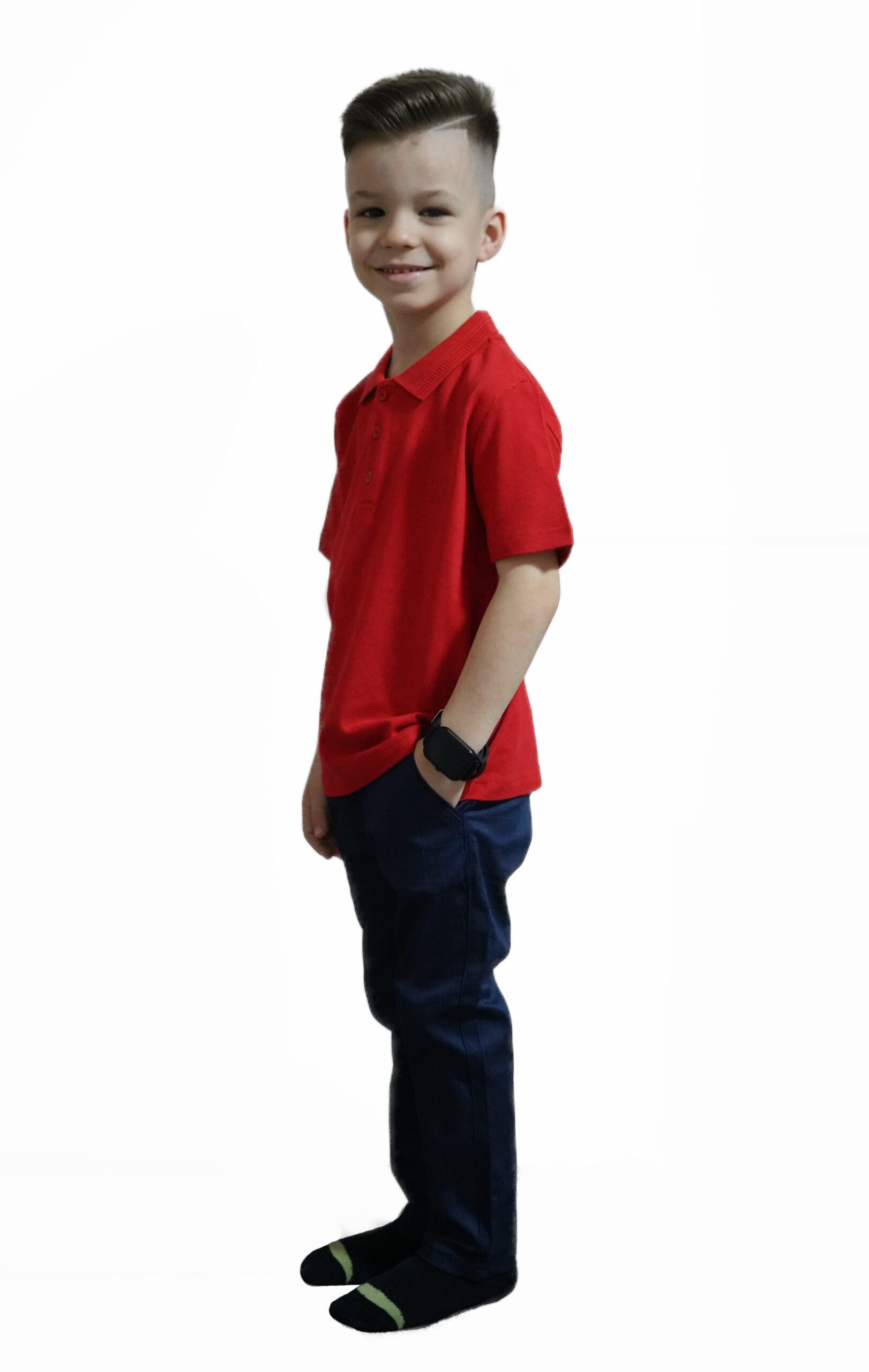 Tricou polo băieți, roșu, 6-13 ani