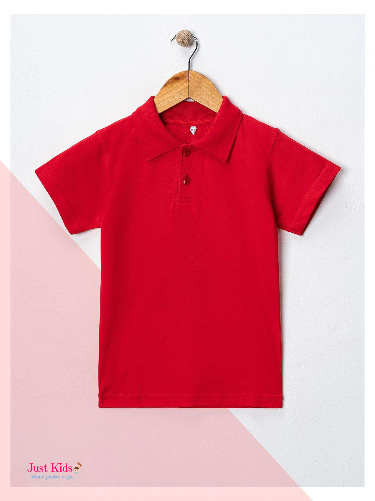 Tricou polo băieți, Roșu, 7-14 ani