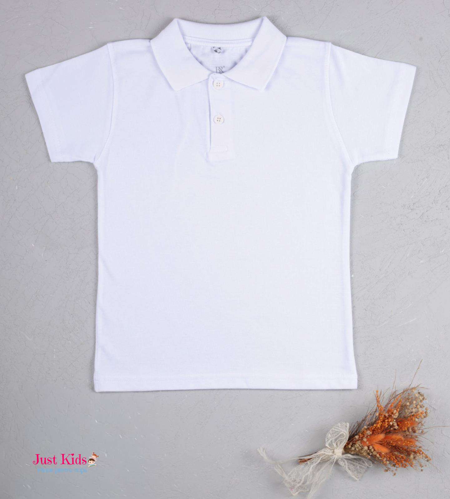 Tricou polo băieți, Alb, 7-14 ani