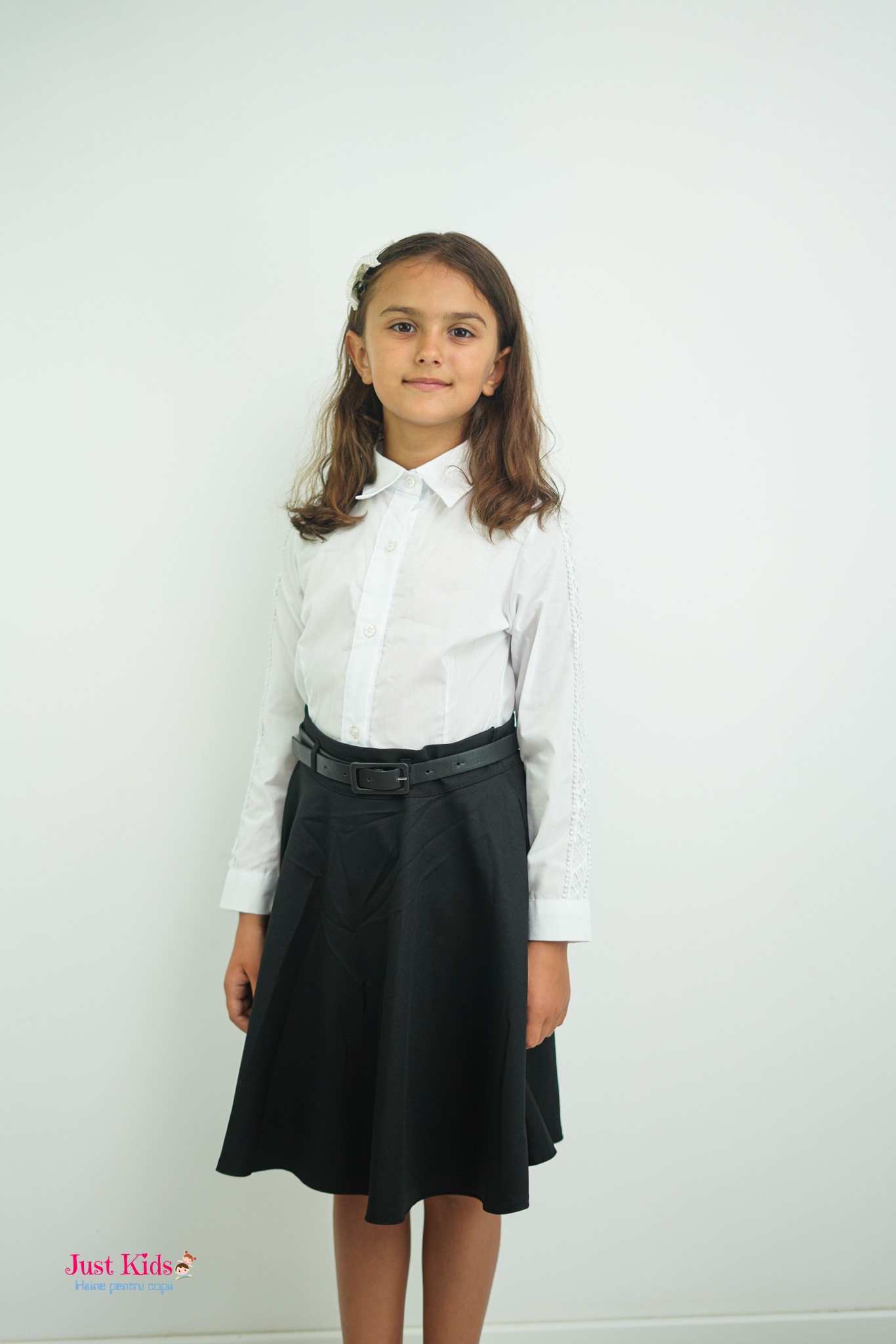 Fustă Clasică cu Curea Reglabilă, Bleumarin, 8-12 Ani