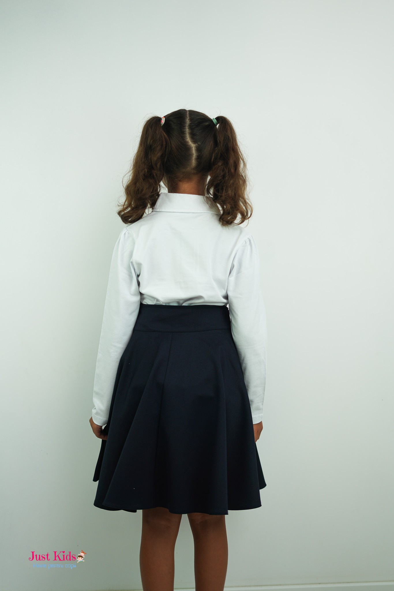 Fustă Școlară Elegantă cu Talie Înaltă, Neagră, 8-12 Ani