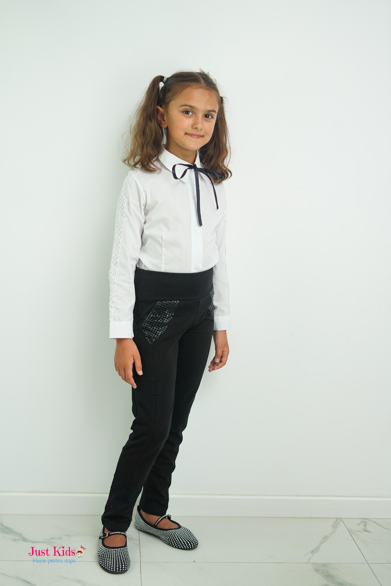 Colanți de bumbac, Negri, 8-12 Ani