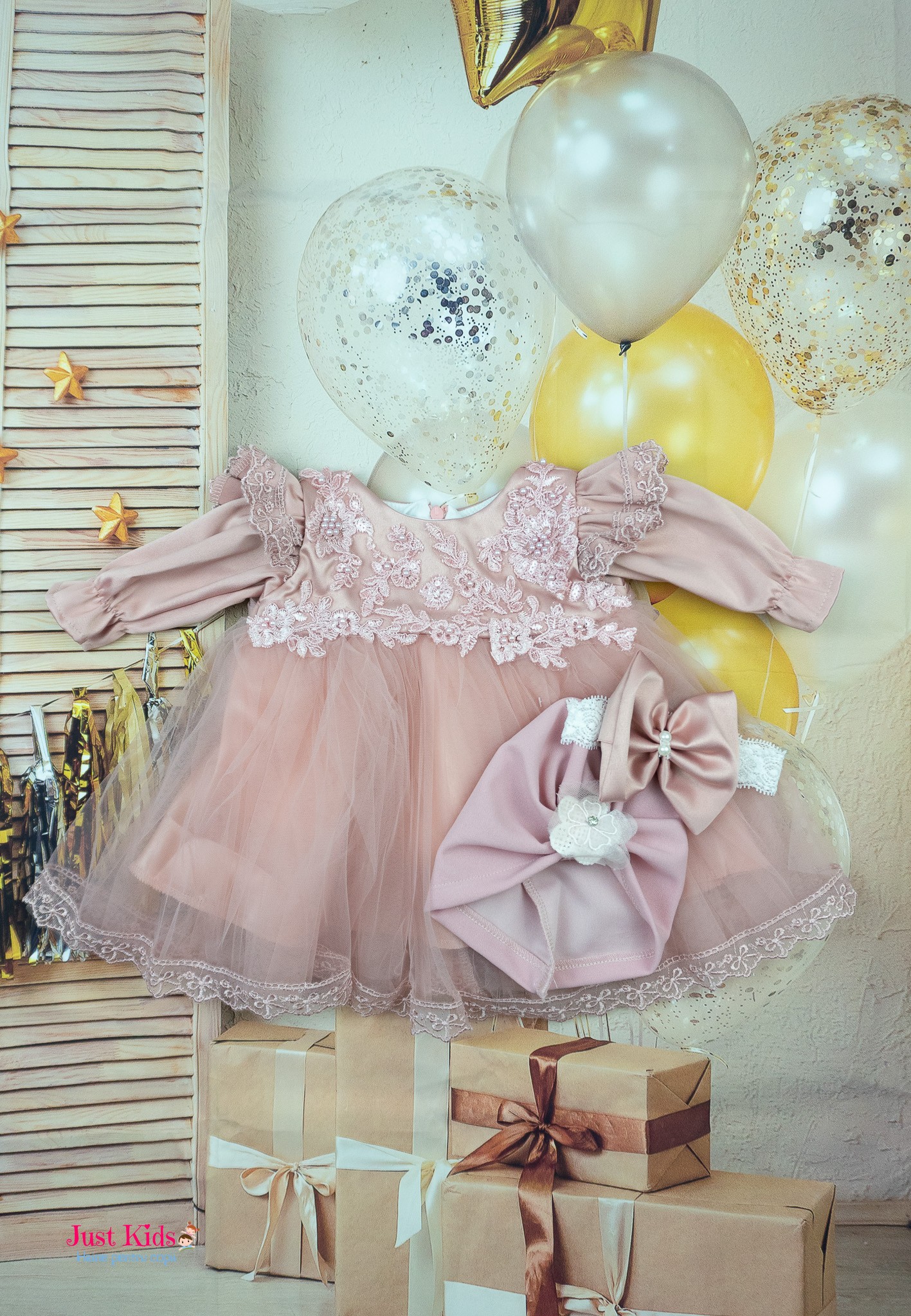 Rochiță Botez cu Bolero, Roz Pudrat, 3-6 luni