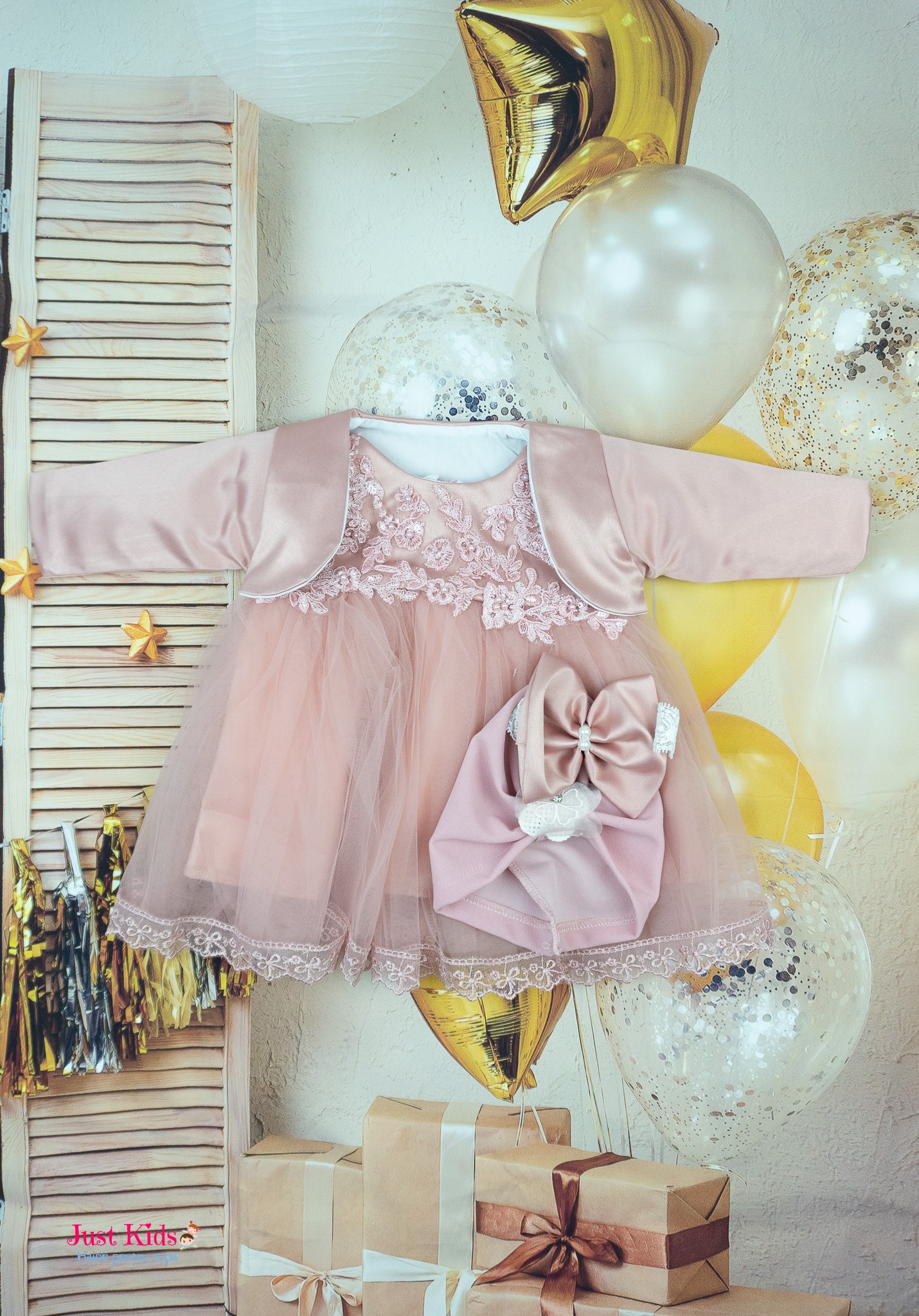 Rochiță Botez cu Bolero, Roz Pudrat, 3-6 luni