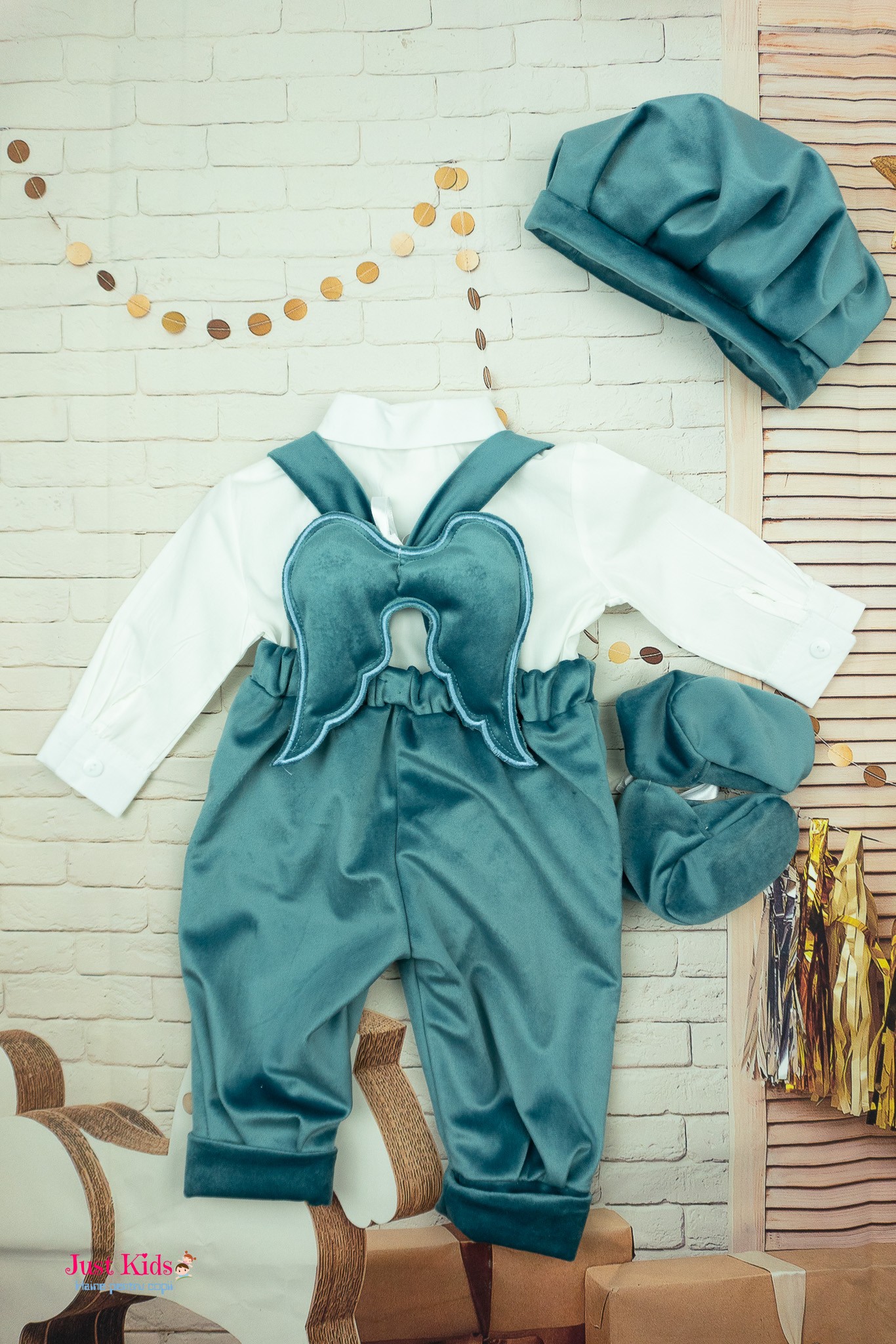 Set Salopetă Elegantă pentru Botez, Blue, 0-3 luni