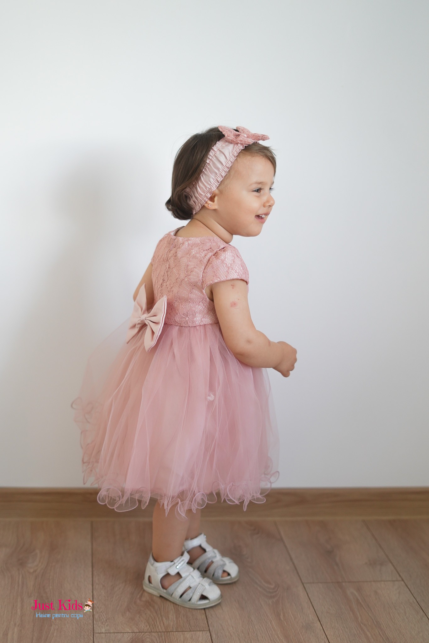 Rochiță Elegantă cu Bentită Asortată, Roz, 9-24 luni