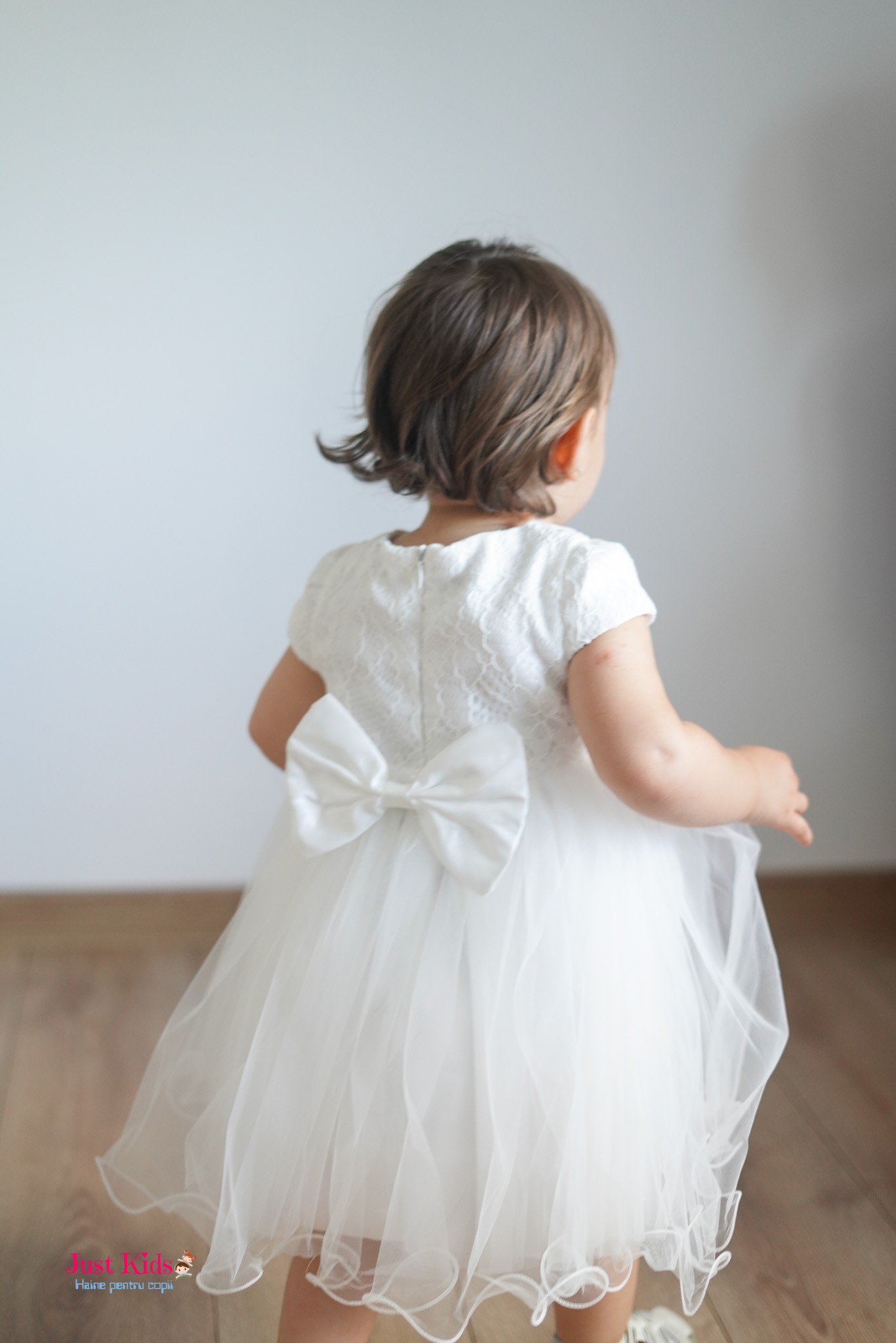 Rochiță Elegantă cu Bentită Asortată, Albă, 9-24 luni