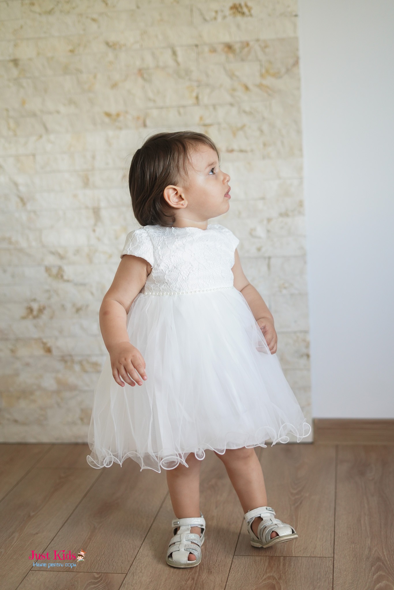 Rochiță Elegantă cu Bentită Asortată, Albă, 9-24 luni