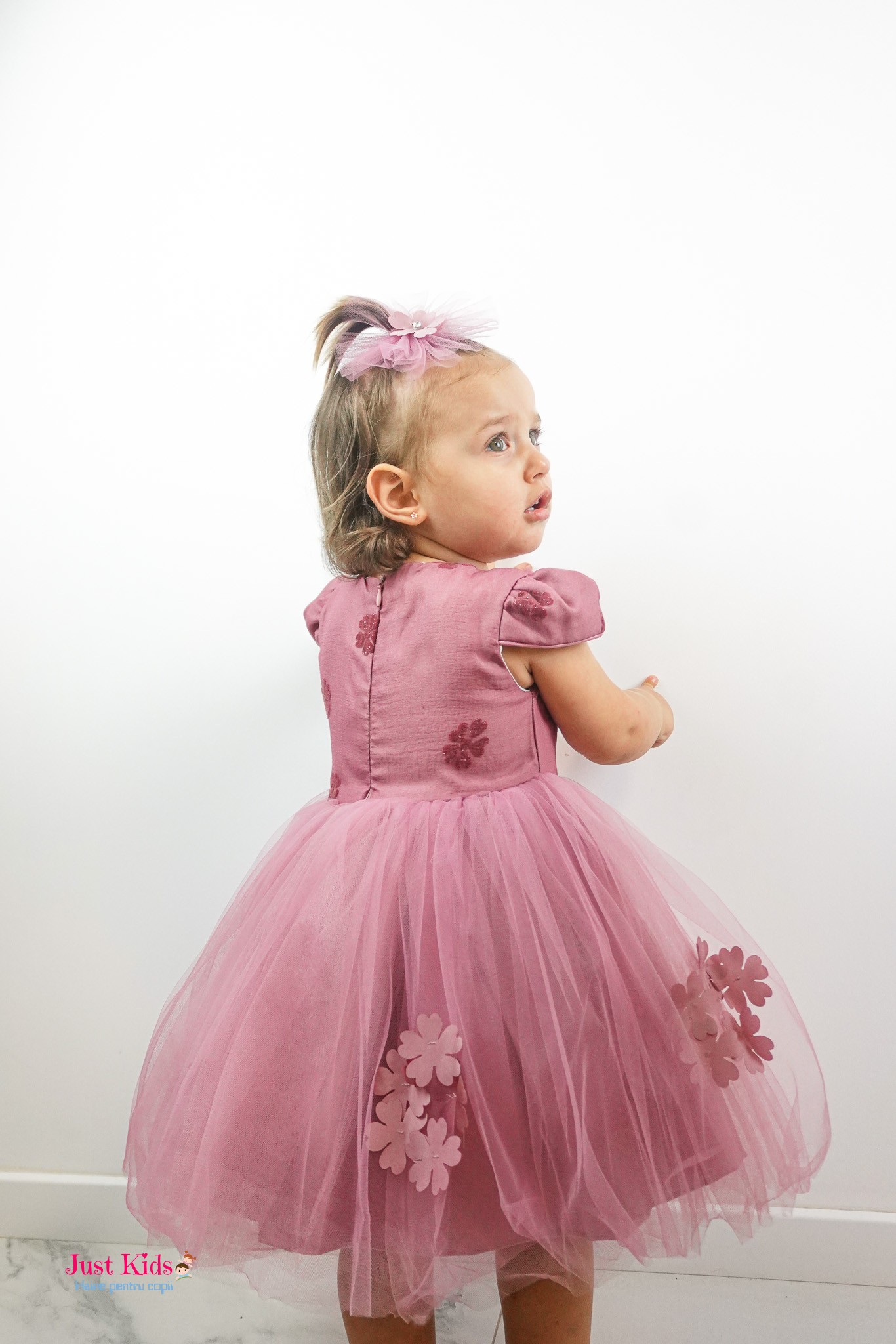 Rochie zână cu flori, Roz, 1-3 Ani - imagine 4