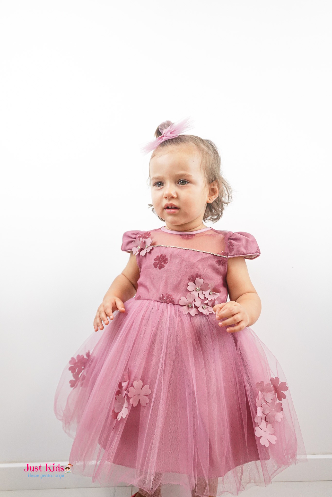 Rochie zână cu flori, Roz, 1-3 Ani