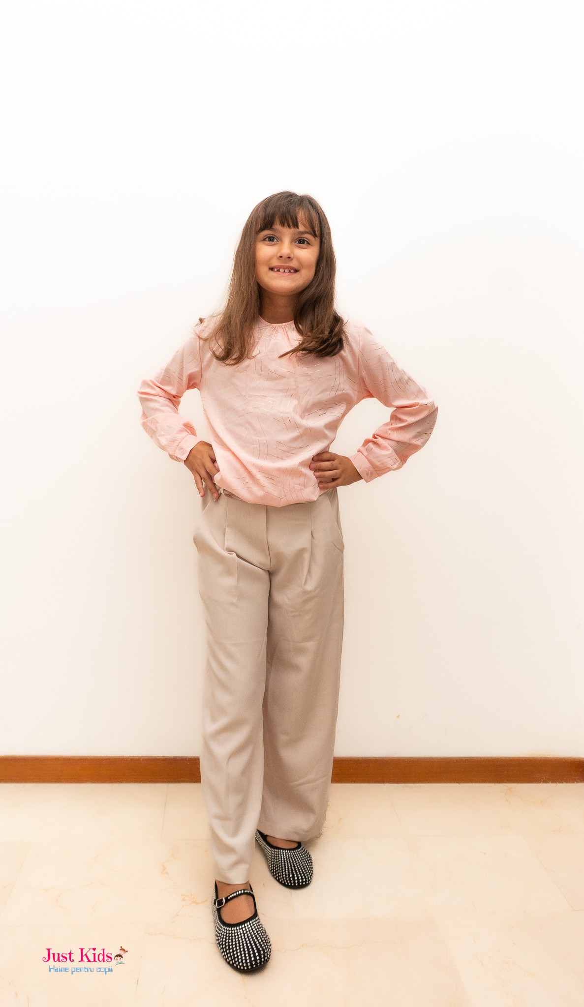 Pantaloni de Stofă Eleganți pentru Copii cu curea, Crem, 4-14 ani