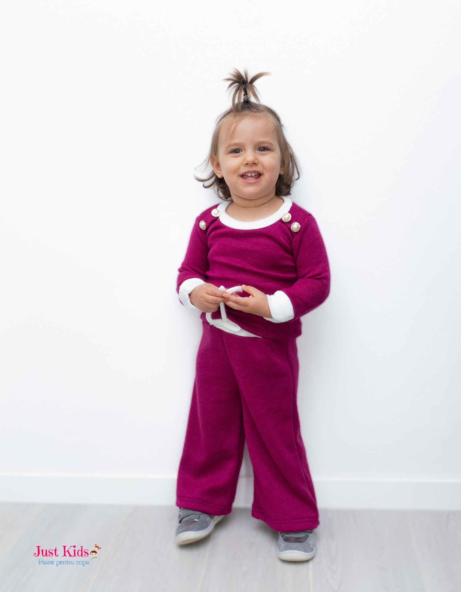 Set 2 Piese din Tricot cu Nasturi Eleganți, Mov, 6-36 luni