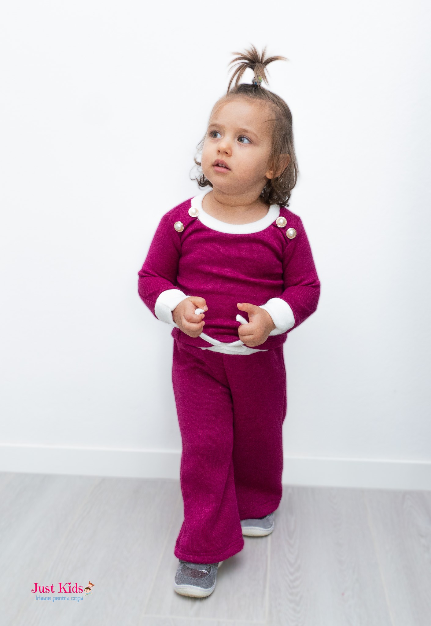 Set 2 Piese din Tricot cu Nasturi Eleganți, Mov, 6-36 luni - imagine 4