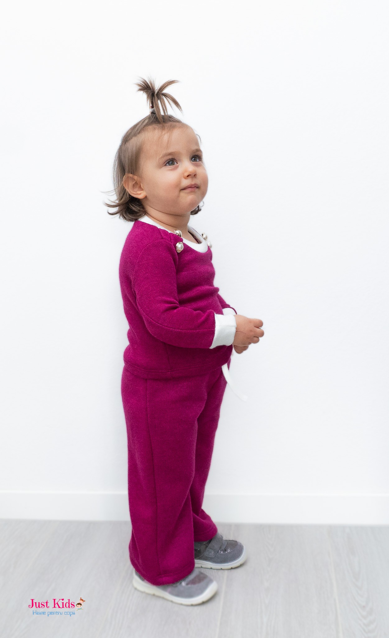 Set 2 Piese din Tricot cu Nasturi Eleganți, Mov, 6-36 luni