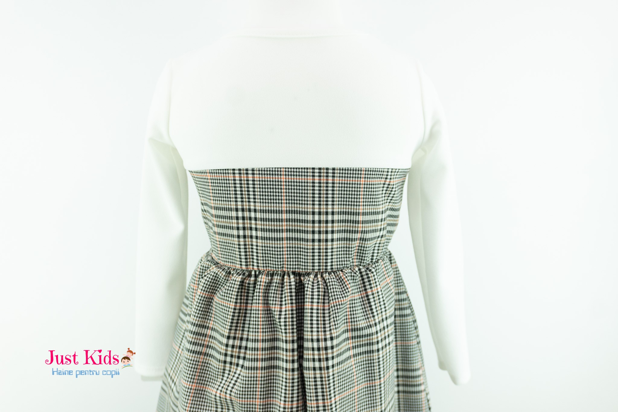 Rochie Carouri Roz cu Bluză Integrată pentru Fetițe, Gri, 4-14 ani - imagine 3