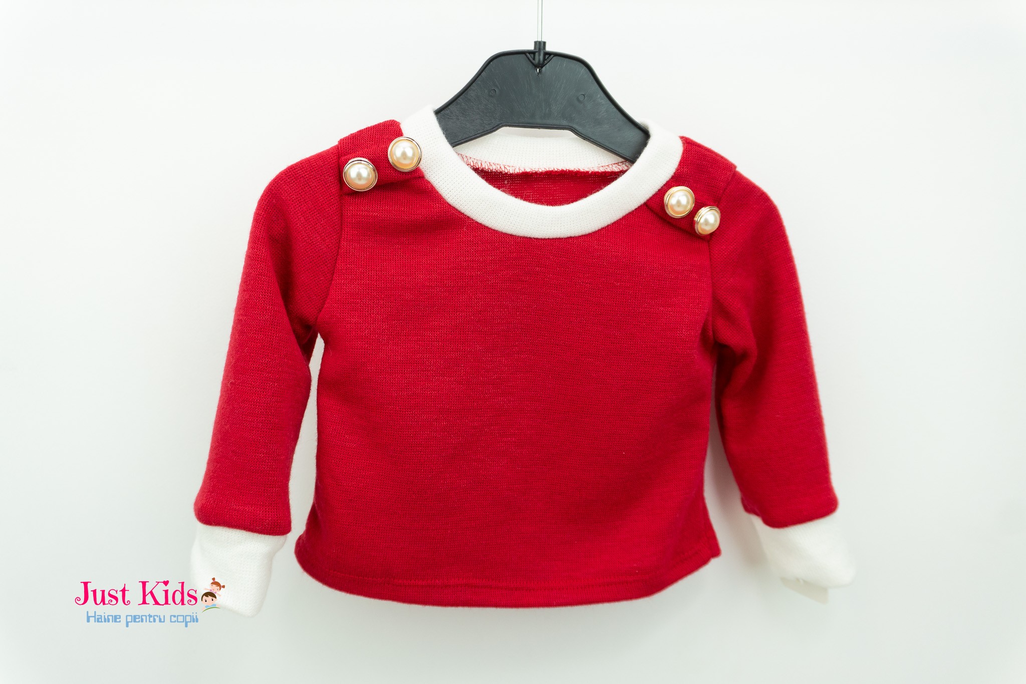 Set 2 Piese din Tricot cu Nasturi Eleganți, Roșu, 6-36 luni