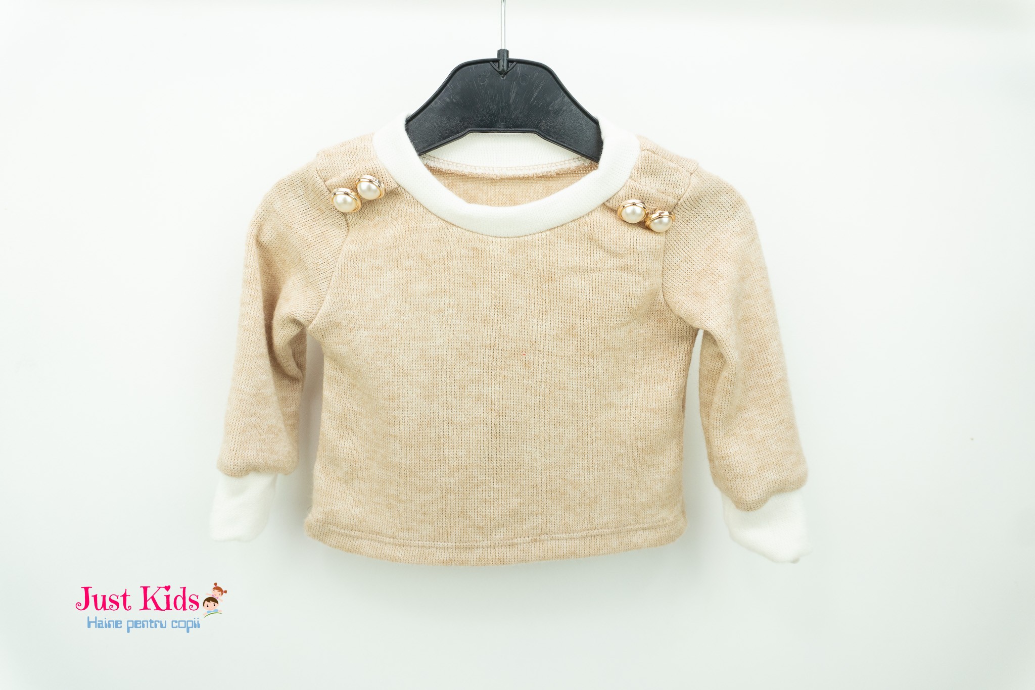 Set 2 Piese din Tricot cu Nasturi Eleganți, Bej, 6-36 luni