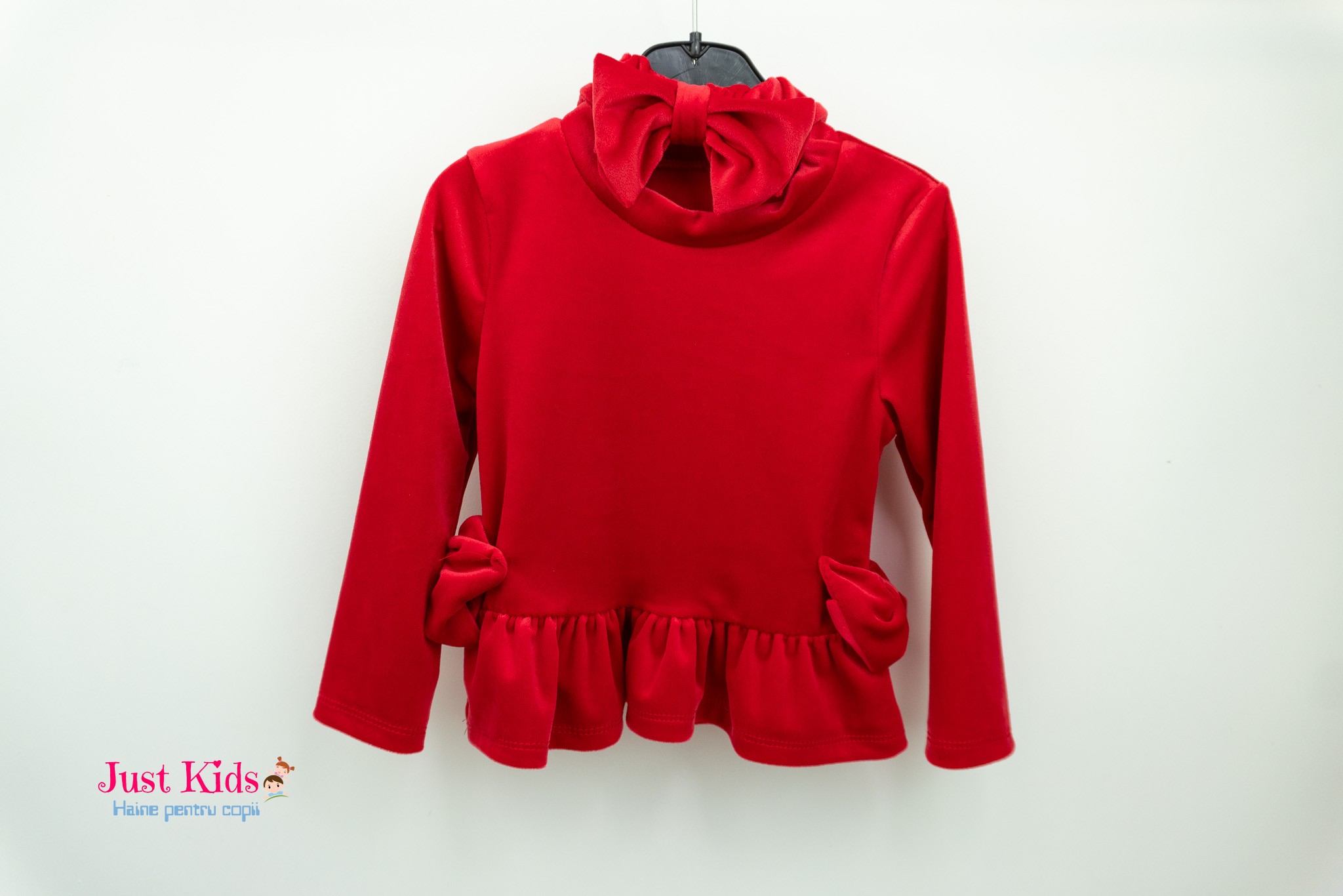 Set Elegant 3 Piese de Catifea cu Bentiță, Roșu, 1-3 ani - imagine 5