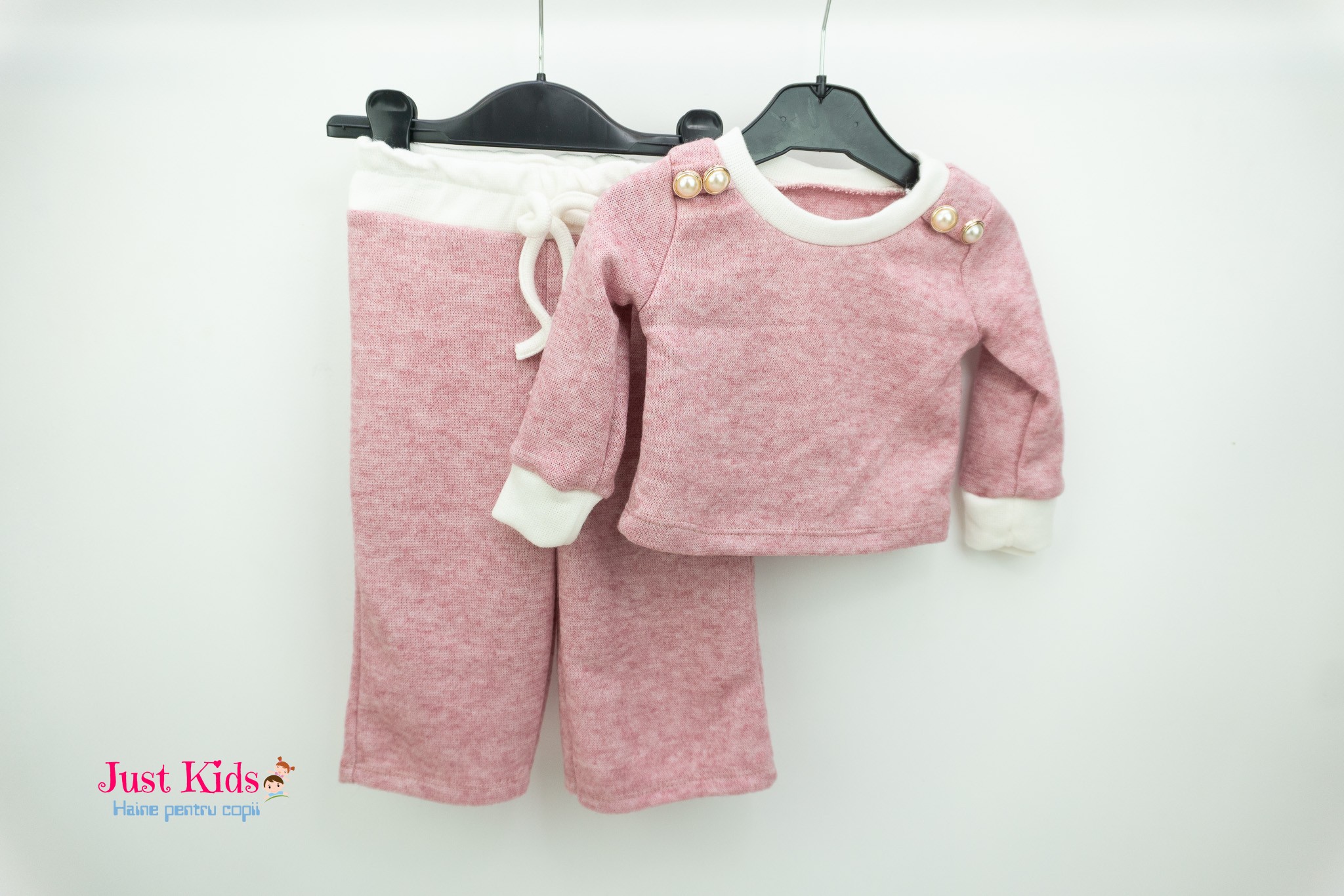 Set 2 Piese din Tricot cu Nasturi Eleganți, Roz, 6-36 luni