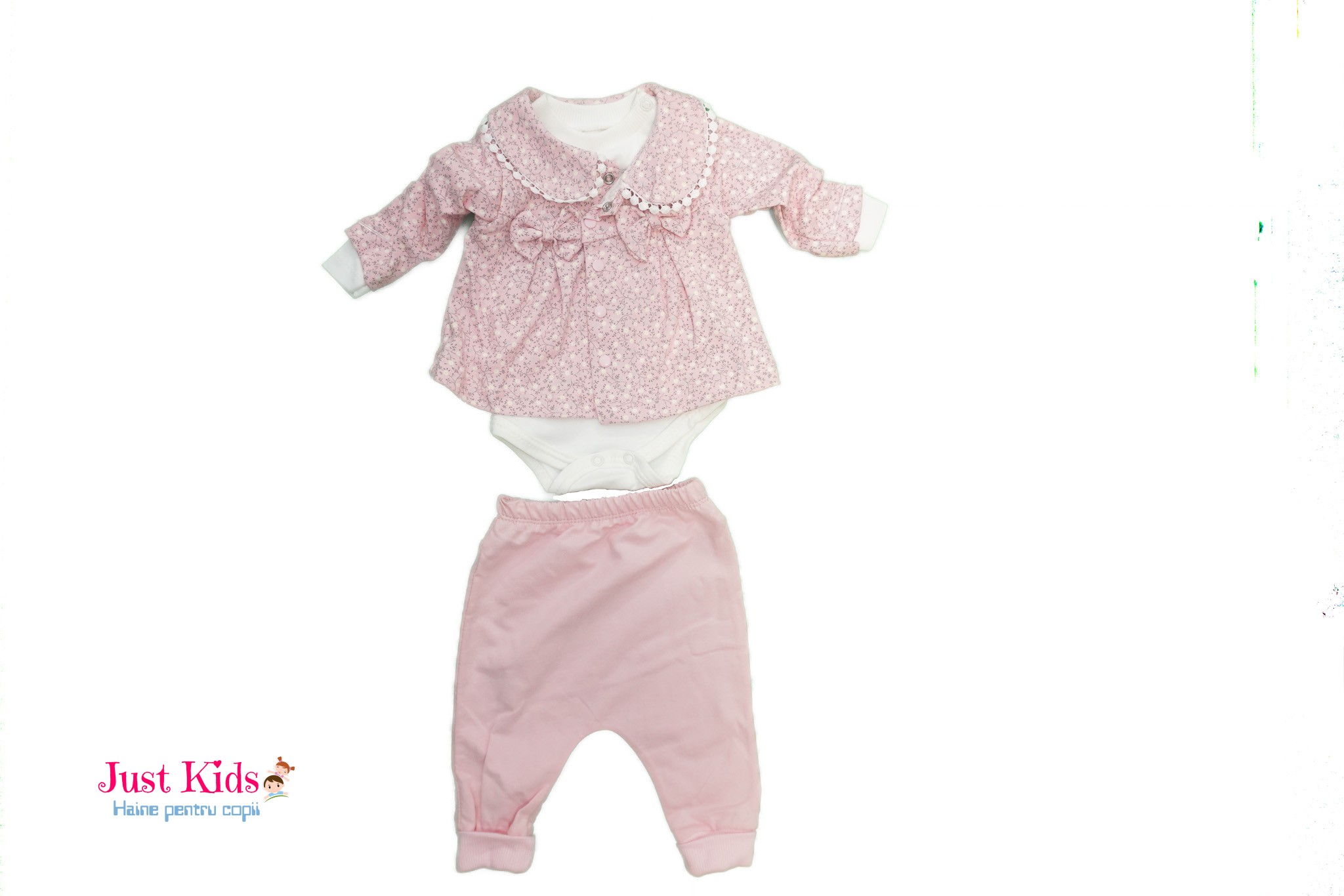 Set Trening Bebe Nou-Născut din Bumbac, Roz, 0-9 luni