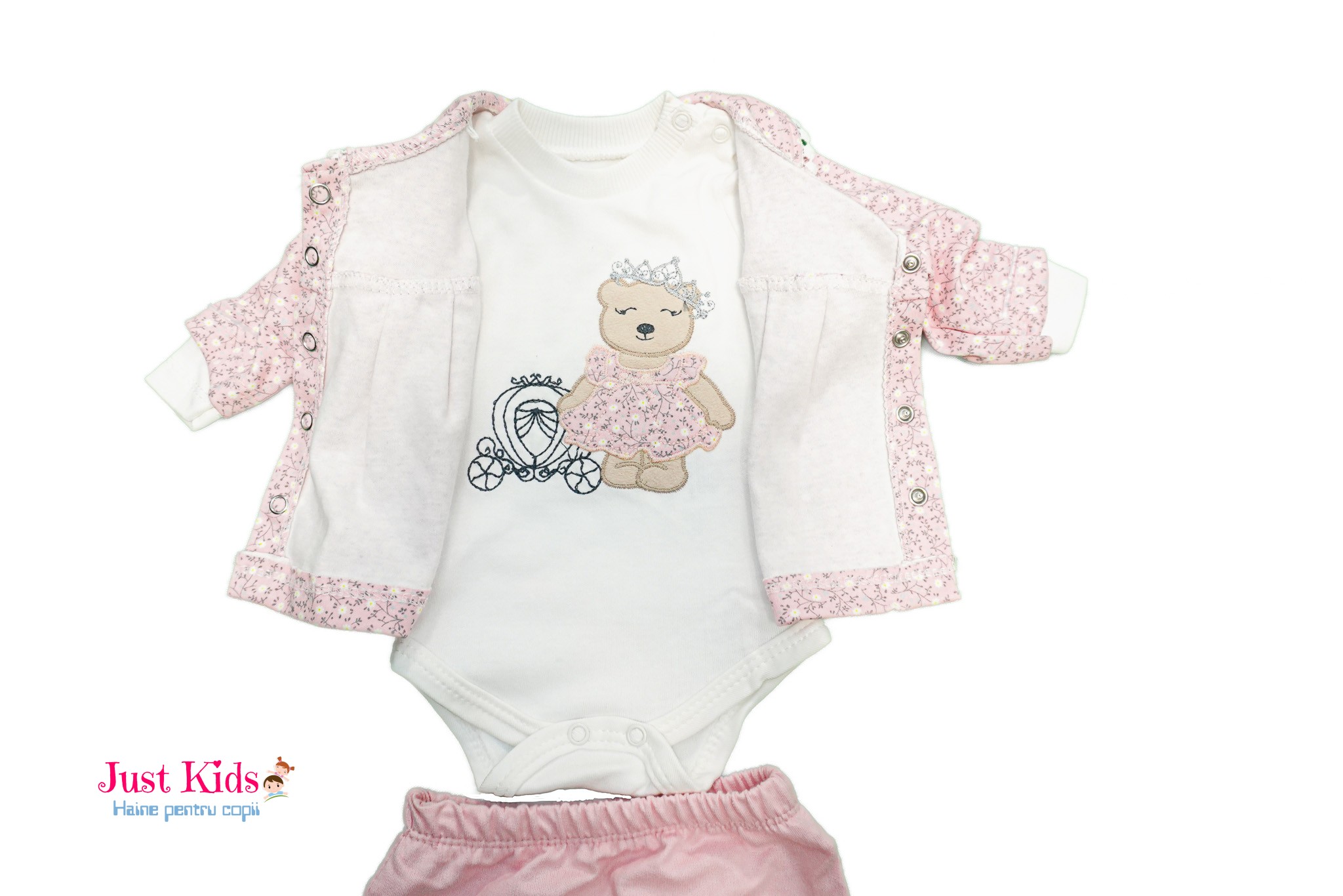 Set Trening Bebe Nou-Născut din Bumbac, Roz, 0-9 luni