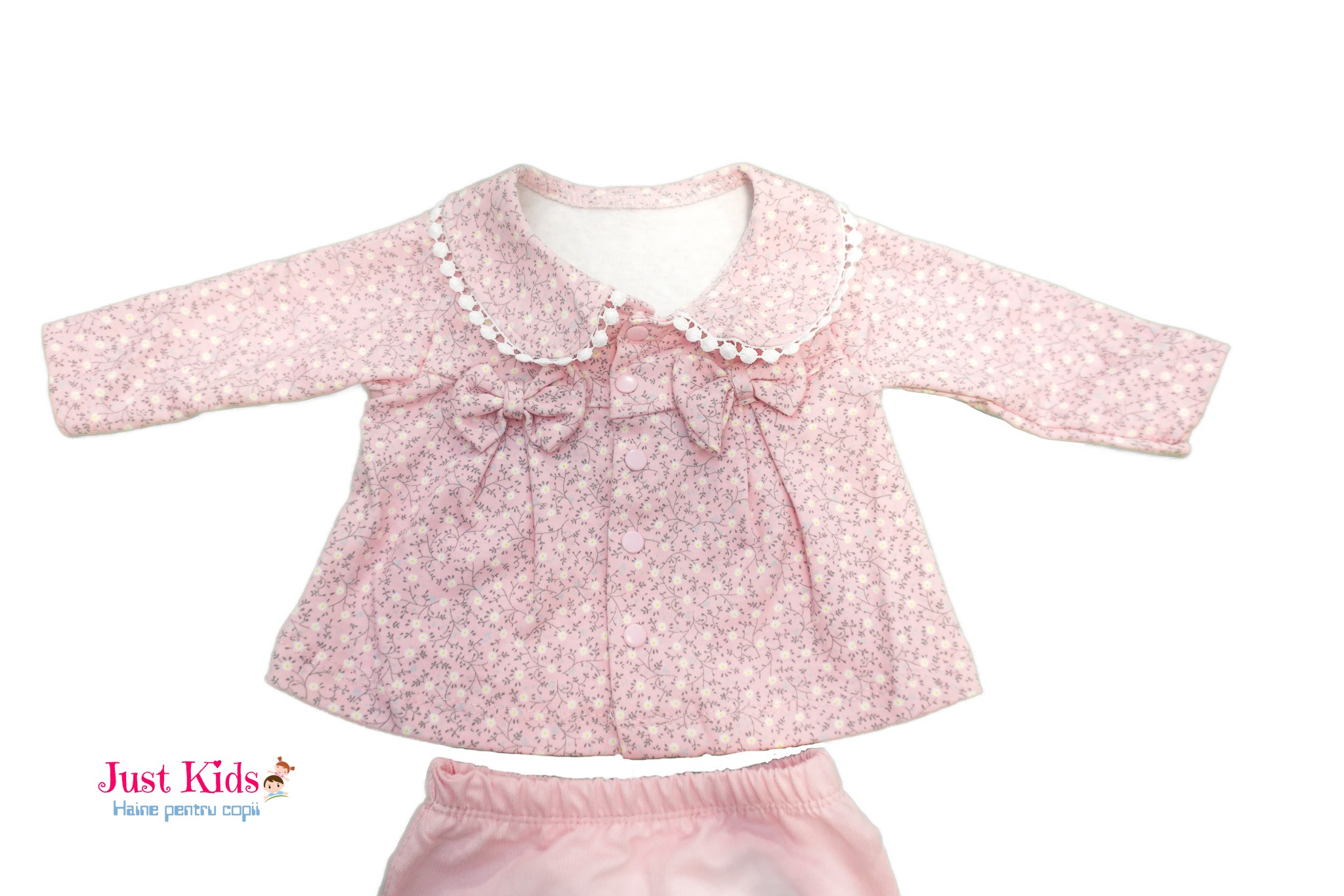 Set Trening Bebe Nou-Născut din Bumbac, Roz, 0-9 luni - imagine 3