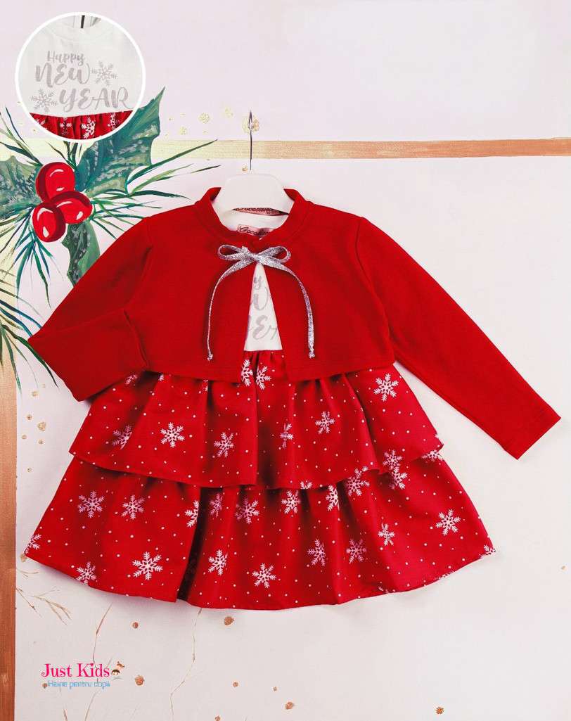 Rochiță de crăciun cu bolero, roșie, 2-5 ani